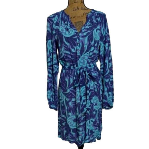 Banana Republic Rayon Lavender/Teal/Bluish Purple Dress Size 8 Easter - Picture 1 of 14